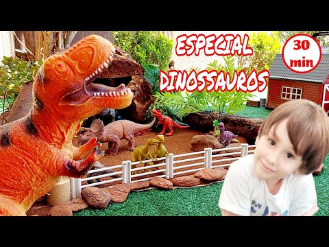 DINOSSAUROS DE BRINQUEDO  NA FAZENDINHA DO FELIPE CANOPF - PARQUE DE DINOS - T-REX DINOSAUR TOY FARM