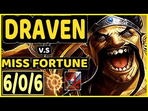 NIXERINO (DRAVEN) vs MISS FORTUNE - 6/0/6 KDA BOTTOM ADC GAMEPLAY - EUW Ranked GRANDMASTER
