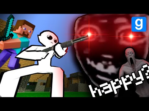 I became a MINECRAFT character in GMOD and HAPPY said to me, "What the heck, dude, this is so ran...