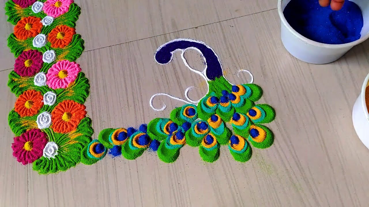 ganesh chathurthi rangoli design with colours