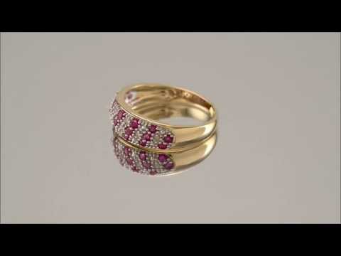 9ct Gold Diamond And Ruby Band Ring - D8227