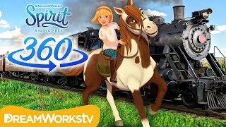 [360° VR] Steam Train Chase! | SPIRIT RIDING FREE