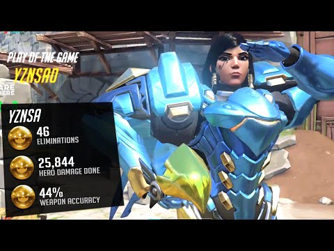 Yznsa showing his Sick Pharah skill! 46 elims! POTG! 25k DMG! [ Overwatch Season 29 Top 500 ]
