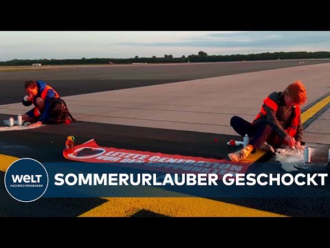 LETZTE GENERATION: Flugverkehr gestoppt - Klimaaktivisten auf Rollfeld des Hamburger Flughafens