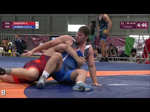 Round 2 GR - 130 kg: A. CASSIOPPI (USA) v. A. GUNNING ALEG (PER)