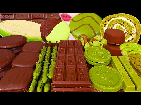 ASMR MUKBANG｜MATCHA CHOCOLATE PARTY *HARRY POTTER CHOCOLATE, ICE CREAM, CAKE, TICO 말차 초콜릿 파티 먹방