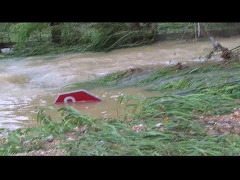 Flash flooding in Dierks, Arkansas after a morning of heavy rains