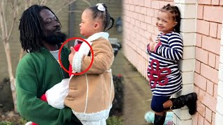 Non Verbal Young Girl Meets a Friendly Homeless Man  — They Share an Interaction That Touches the Wo