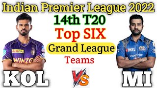 KOL vs MI Dream11 , KOL vs MI Dream11 Prediction , IPL 14th Match , Today KKR vs MI Six  GL Teams