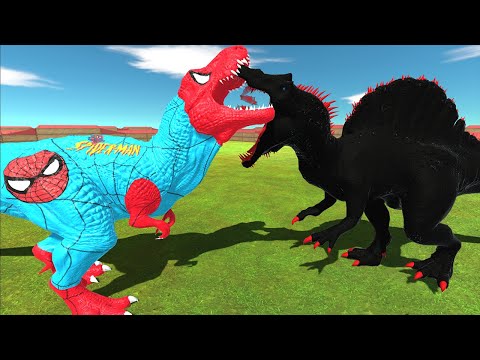 SPIDERMAN LIGHT BLUE TREX DEATH RUN - Animal Revolt Battle Simulator