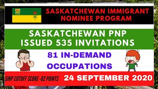 Saskatchewan PNP invites 535 immigration candidates | Facts| Figures |Observations|24 September 2020