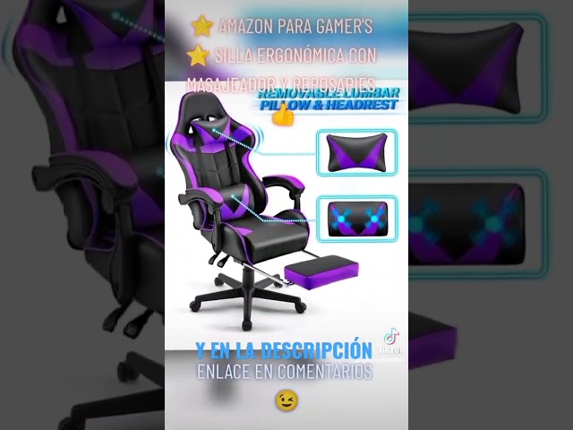 Vídeo relacionado con HapGIFT Silla Gaming Ergonómica Reclinable con Masajeador, Silla de Juegos con Reposacabezas y Reposapiés, Asiento Gaming Altura Ajustable, para Adultos, 150 kg, (Gris)