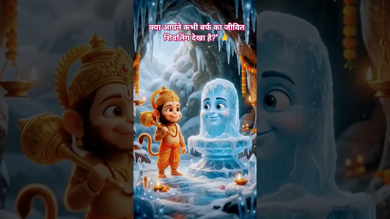 🙏 बर्फ के शिवलिंग का चमत्कार 😍 बाल हनुमान की अद्भुत कहानी | #mahadev #shorts #3danimation #ai