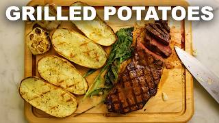 Grilled baked potatoes w/ sirloin, roasted garlic, fried sage thumbnail