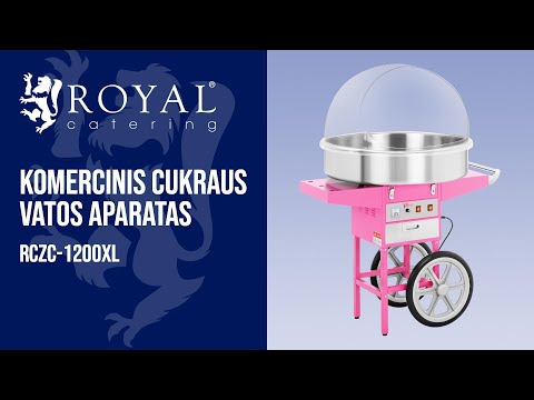 vaizdo įrašas - Komercinis cukraus vatos aparatas - 72 cm - 1200 W - įsk. Vežimėlis