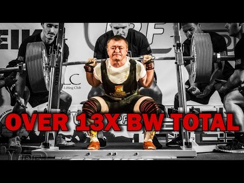 Sergey Fedosienko 761 kg (1678 lb) total @58.06 kg (128lb) – world record