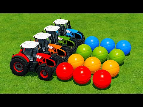 TRANSPORT COLORED BASKETBALLS WITH CLAAS TRACTORS - Farming Simulator 22