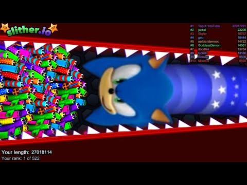 Slither.io A.I Sonic vs Pro Snakes - Epic Skin Slitherio Vip Gameplay - World Record