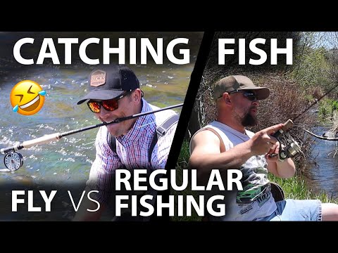 Catching Fish - FLY Fishing vs. Regular Fishing 😂 Part 2