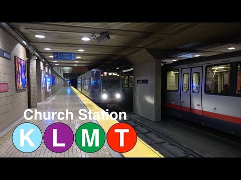 ⁴ᴷ San Francisco Muni Metro: (K) (L) (M) and (T) Trains at Church Station