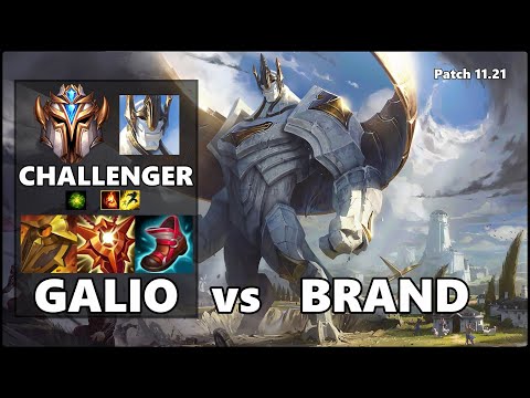 CHALLENGER Support Gameplay - GALIO vs BRAND Patch 11.21