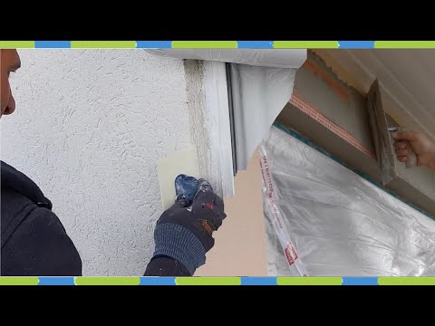 Fassade Renovieren armieren und verputzen Granitplatte setzen