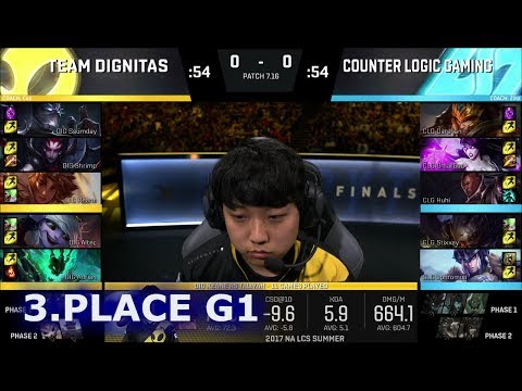Dignitas vs CLG | Game 1 3rd Place S7 NA LCS Summer 2017 Play-Offs Boston | DIG vs CLG G1