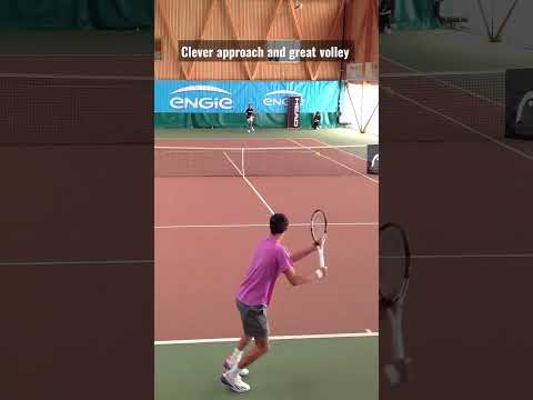 Clever approach and great volley from 17-year-old Gabriel Debru (with Head)