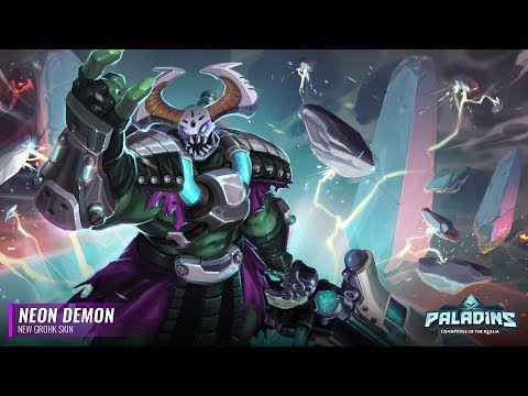 Paladins: New Grohk Skin - Neon Demon Grohk!