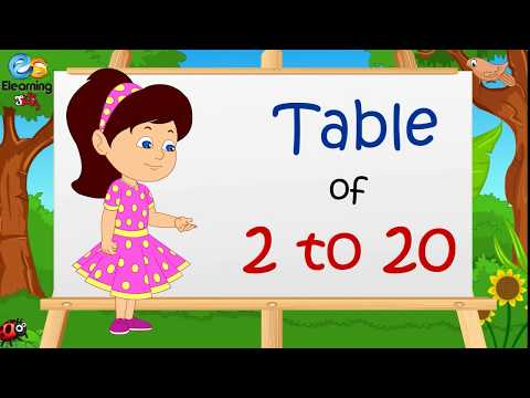 Table of 2 to 20 | Multipplication Table 2 to 20 | Elearning studio