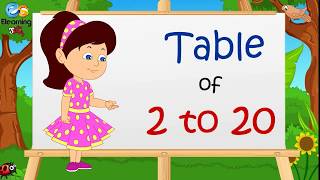 Table of 2 to 20  Multipplication Table 2 to 20  E