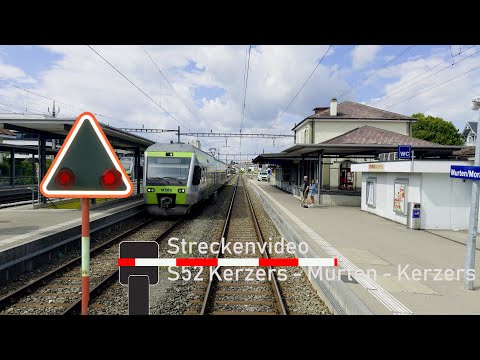 Führerstandsmitfahrt / Cab ride S52 Kerzers - Murten - Kerzers 🚃 BLS RABe525 NINA 🌤️