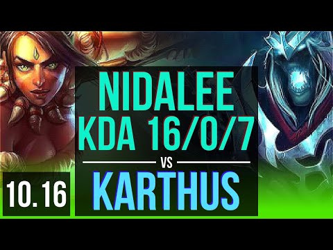 NIDALEE vs KARTHUS (JUNGLE) | KDA 16/0/7, Triple Kill, Legendary, 65% winrate | EUW Master | v10.16