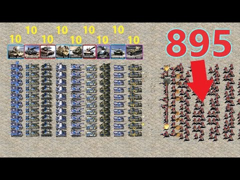 10 of All Tanks vs Conscripts - Same Cost - Red Alert 2