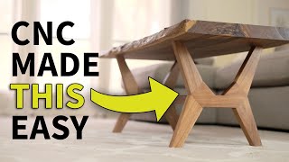 CNC Flat Pack, Live Edge, Mid Century Modern Coffee Table | Woodworking how to