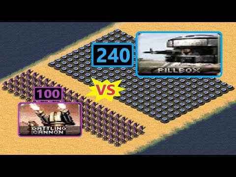 Gattling Cannon vs PILLBOX - Same Cost + Power - Red Alert 2