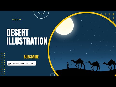 Night time desert illustration