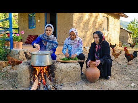 3 Generations of a Family Cooking a Traditional Dish | Village Life in the Mountains of Iran