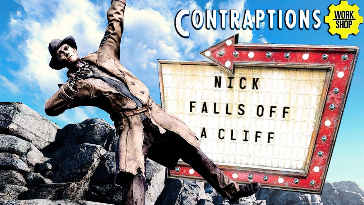 Fallout 4 - Rube Goldberg Machine to Push Nick Off Cliff [Contraptions DLC] - YouTube