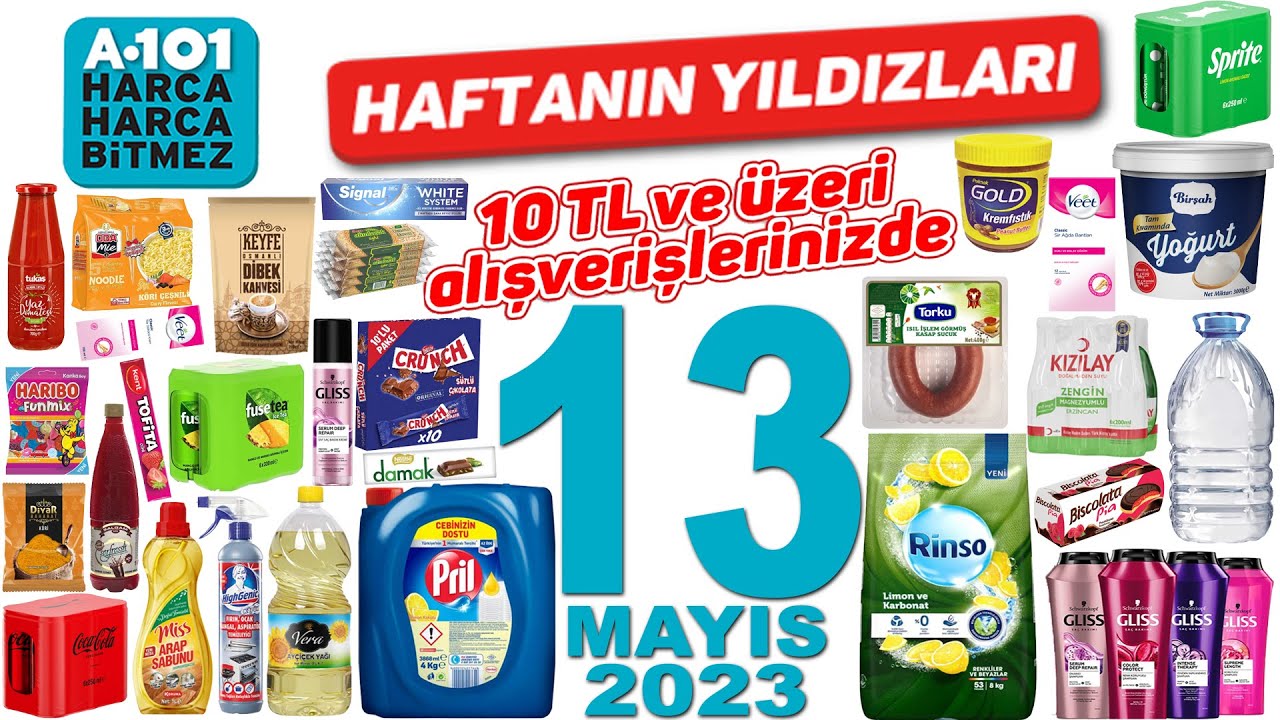 A101 13 MAYIS 2023 KATALOĞU | A101 İNDİRİMLİ TEMİZLİK VE GIDA ÜRÜNLERİ | A101 HAFTALIK İNDİRİMLERİ