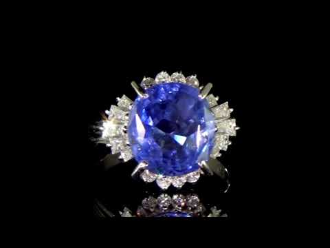 Lady's Platinum Unheated 8.08ct Blue Sapphire and Diamond Ring