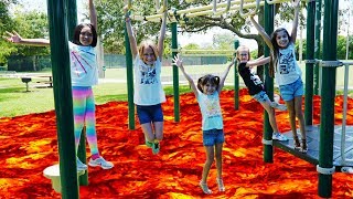 THE FLOOR IS LAVA CHALLENGE at the park with our Friends - Cool Prizes | Emily and Evelyn