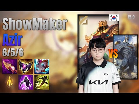 ShowMaker Mid Azir vs Galio lol KR solo rank Full Game 15.9 | 쇼메이커 아지르 vs 갈리오