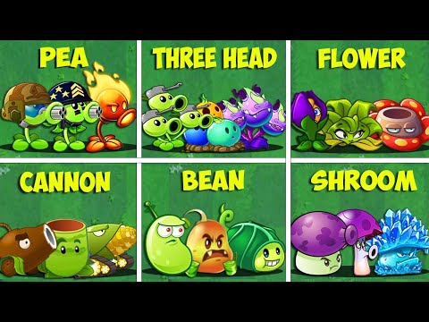 Random 6 Team PEA x 3 HEAD x ... Battlez - Who Will WIn? - PvZ 2 Team Plant vs Team Plant