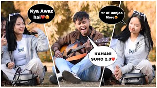Singing Badly Kahani Suno 2.0 Prank With Twist | Kaifi khalil | Amazing Girls Reactions😍 | Jhopdi K
