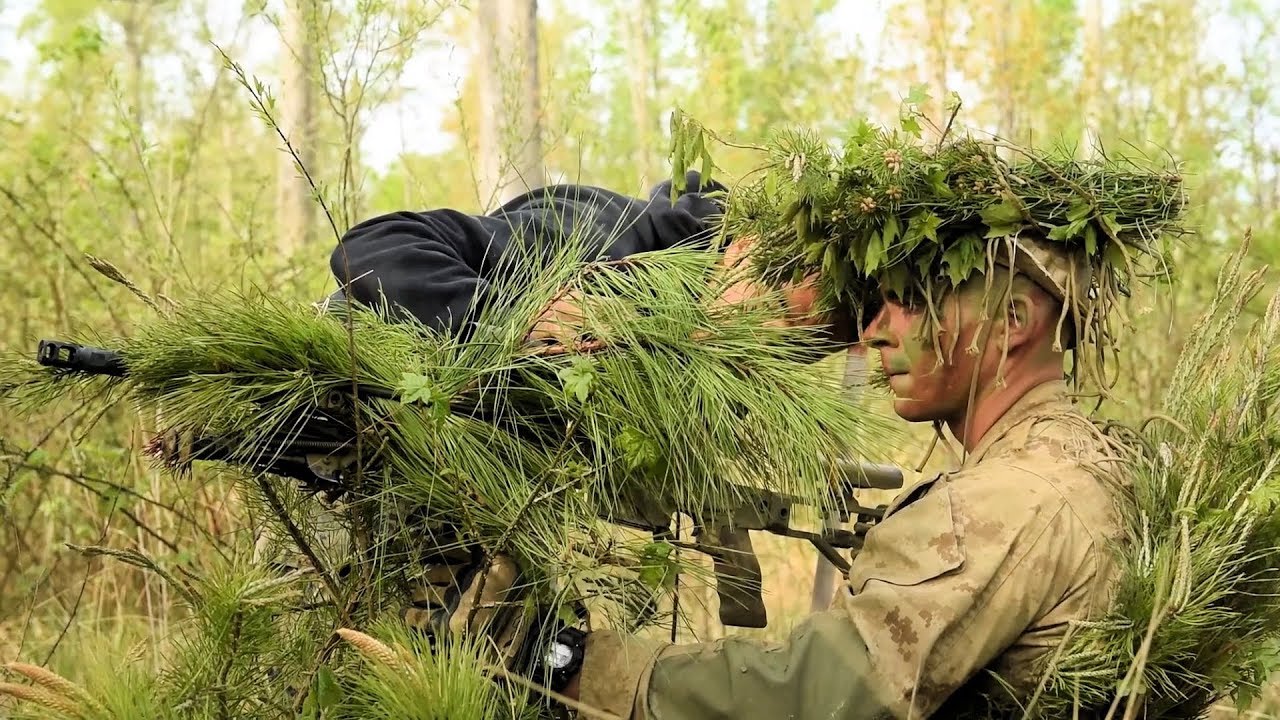 Latihan Dasar Mengintai Seorang Penembak Jitu US Marine