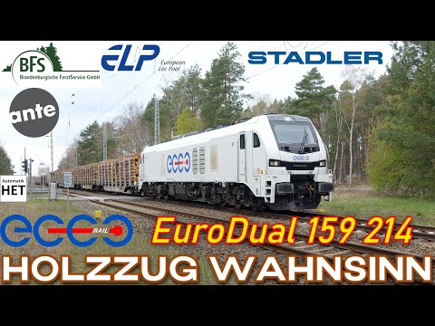 Holzzug Wahnsinn DELUXE! Mächtige EuroDual 159 214 fährt zwei 30 Snps Wagen Holzzüge in einer Woche!