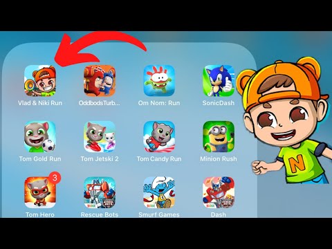 VLAD AND NIKI RUN, SONIC DASH, TOM JETSKI 2, OM NOM, ODDBODS TURBO - RUNNING Gameplay