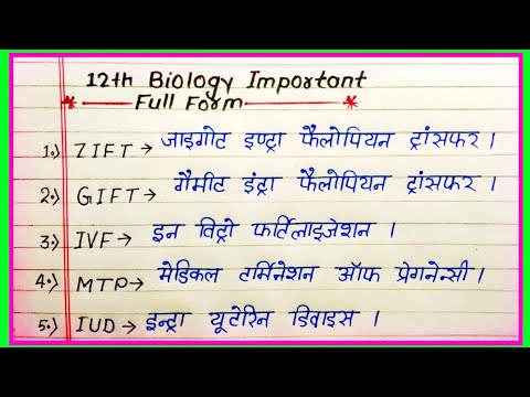 12th Biology Important Full Forms|ZIFT, GIFT, IVF, MTP, IUD, IUT, HIV, BOD, PCR, IUCN |UP Board 2026