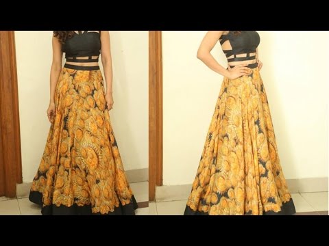 Anarkali long skirt DIY | Anarkali skirt drafting, cutting and stitching step by step tutorial